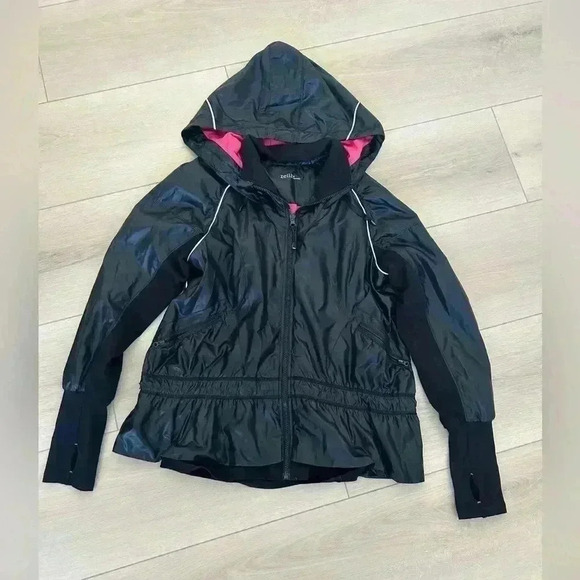 Zella Jackets & Blazers - ZELLA Black pink Spring Showers Water Resistant Running Athletic Jacket Medium